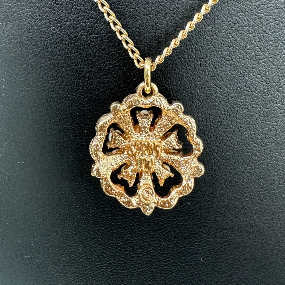VINTAGE SIGNED SARAH COVENTRY SWEET FLOWER PENDANT NECKLACE - Picture 10 of 10